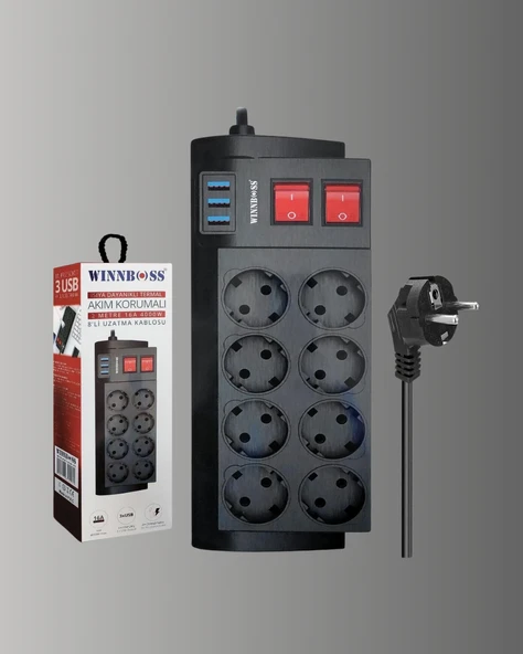 2 Metre Güçlü Çoklu Priz 8 Soket - Resim 5