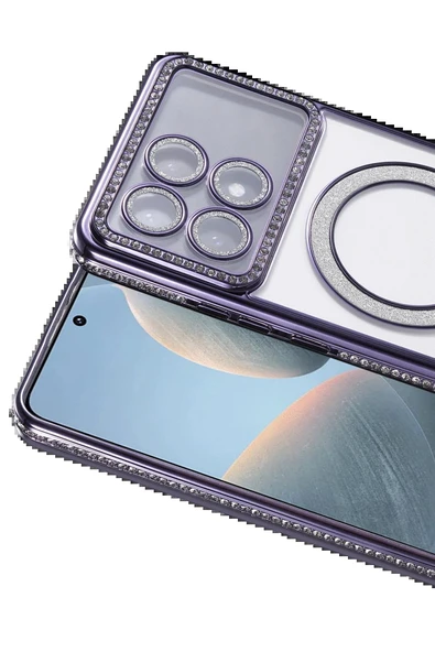 Xiaomi Poco X6 Pro Joke Simli Magneticsafe Kılıf - Derin Mor-(5796) - Resim 2