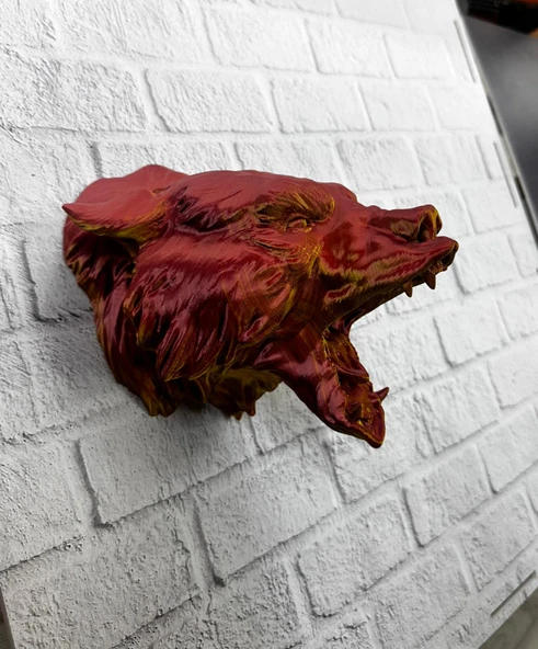 Gold Red Jaguar Başı Duvar Aksesuarı Asılabilir Dekoratif 20x16 cm - Resim 4