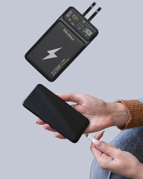 Powerbank Dahili Ekranlı 10000 mAh Çift Kablolu - Resim 5