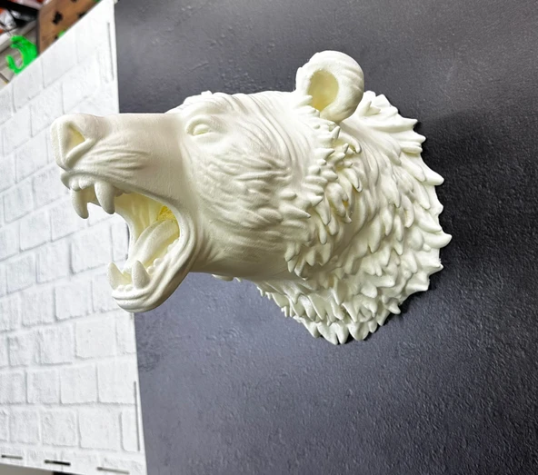 Özel Tasarım Beyaz Ayı Duvar Aksesuarı 3D Dekoratif Heykel 25x19 cm ürün görseli 1