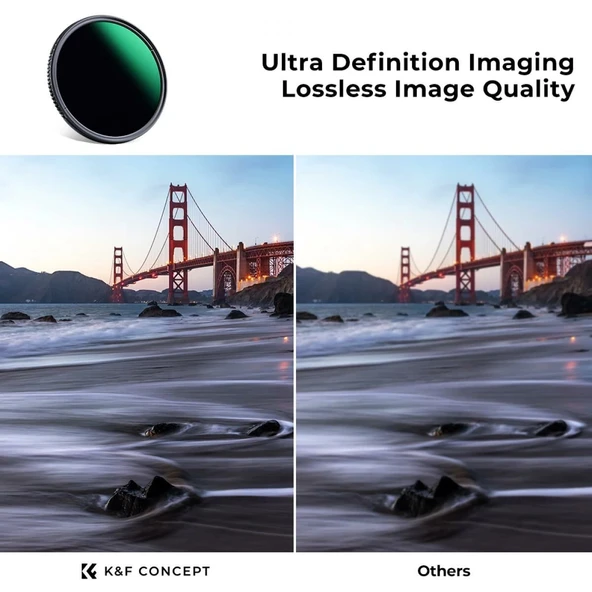 K&F 82mm Nano-D Serisi ND3-ND1000 Filtre (1.5-10 Stop) - Resim 3