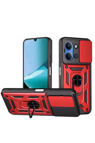 Xiaomi Redmi 15C 4G Pars Lens Yüzüklü Silikon - Kırmızı-(5796) ürün görseli 1