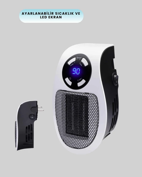 Taşınabilir Priz Isıtıcı Dijital Termostatlı Seramik Isıtıcı - Resim 3