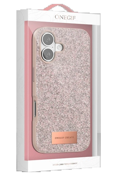 Apple iPhone 17 Air Bright Simli Kapak - Pembe-(5796) - Resim 5