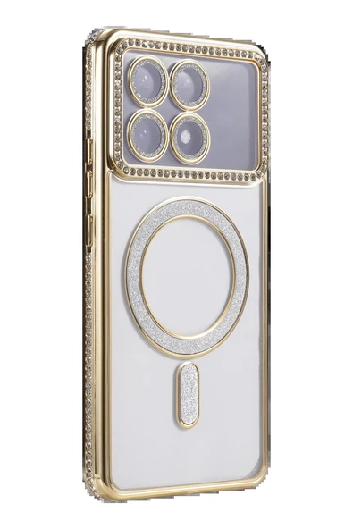 Xiaomi Poco X6 Pro Joke Simli Magneticsafe Kılıf - Gold-(5796) - Resim 3