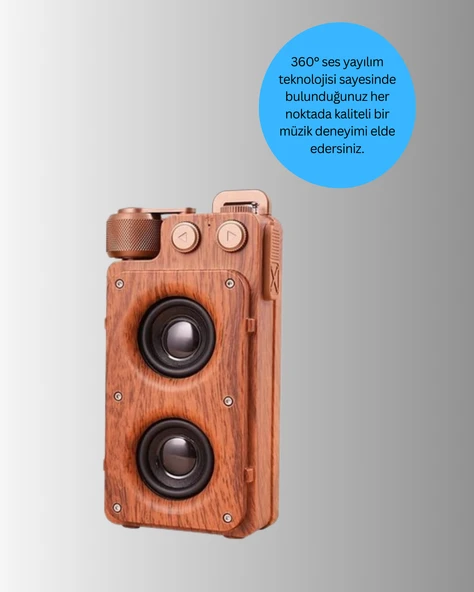 Ahşap Tarzı Kablosuz Hoparlör 5W Güçlü Bass TF USB AUX - Resim 2