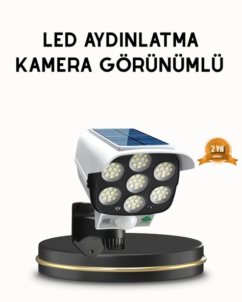 Güneş Paneliyle Şarj Olan Hareket Sensörlü Dış Mekan Güvenlik Lambası Ayarlanabilir ürün görseli 1