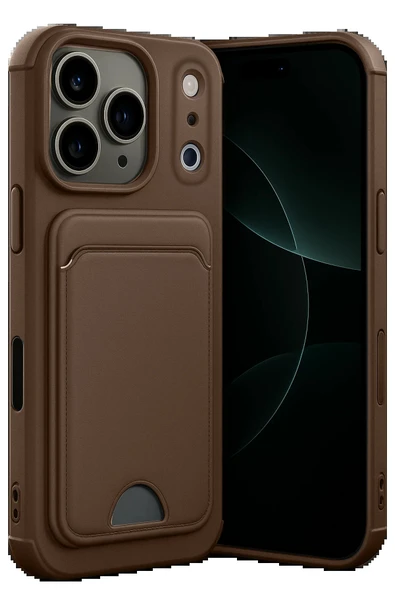 Apple iPhone 17 Pro Kelvin Kartvizitli Silikon - Kahverengi-(5796) ürün görseli 1