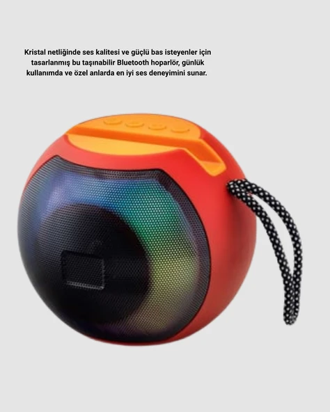 Taşınabilir Bluetooth Hoparlör – RGB Işıklı, Güçlü Bas ve 8 Saat Pil Ömrü - Resim 4