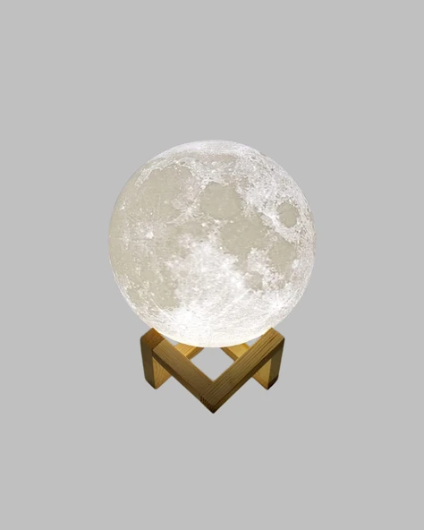 RGB Modlu 16 Renkli Ay Gece Lambası 3D Baskı ve Uzaktan Kumanda Özellikli - Resim 5