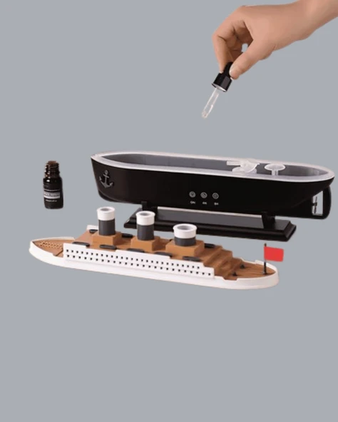 Ultra Sessiz Titanik Gemi LED Işıklı Aroma Difüzörü Oda Nemlendirici - Resim 5