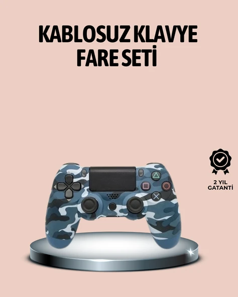 Bluetooth Kablosuz PS4 Gamepad Çift Motorlu Siyah Controller ürün görseli 1
