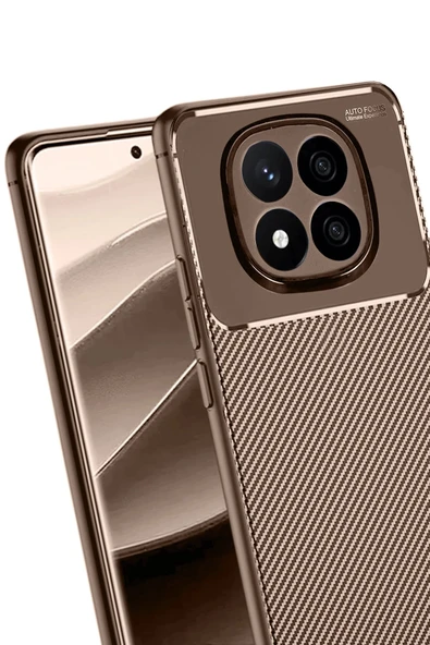 Xiaomi Redmi Note 14 Pro 5G Kılıf Auto Focus Karbon Kapak - Kahverengi-(5796) - Resim 3