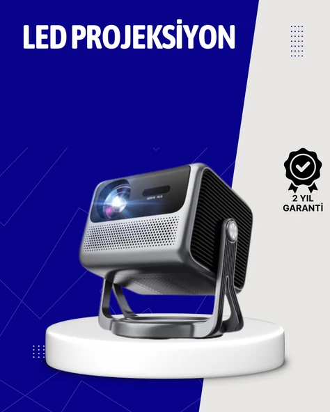 Smart Projector Android TV Taşınabilir Gimbal Standlı ürün görseli 1