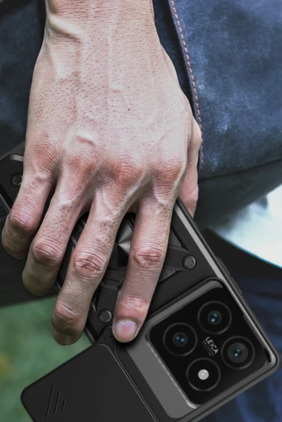 Xiaomi Mi 14T Pro Kılıf Pars Lens Yüzüklü Silikon - Lacivert-(5796) - Resim 3