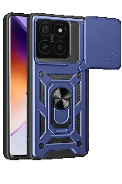 Xiaomi Mi 14T Pro Kılıf Pars Lens Yüzüklü Silikon - Lacivert-(5796) ürün görseli 1