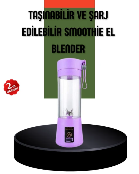 Taşınabilir USB Şarjlı Mini Smoothie Blender 380ml Çelik Bıçaklı Portatif ürün görseli 1