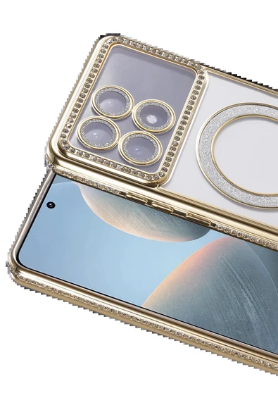 Xiaomi Poco X6 Pro Joke Simli Magneticsafe Kılıf - Gold-(5796) - Resim 2