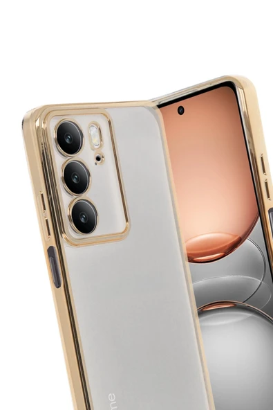 Realme C75 4G Kılıf Lensli Silikon - Gold-(5796) - Resim 3