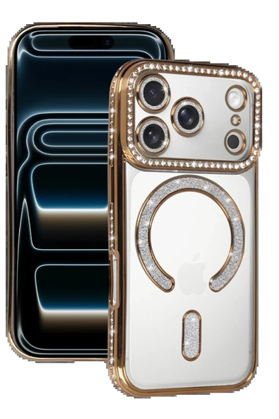 Apple iPhone 17 Pro Max Joke Simli Magneticsafe Kılıf - Gold-(5796) ürün görseli 1