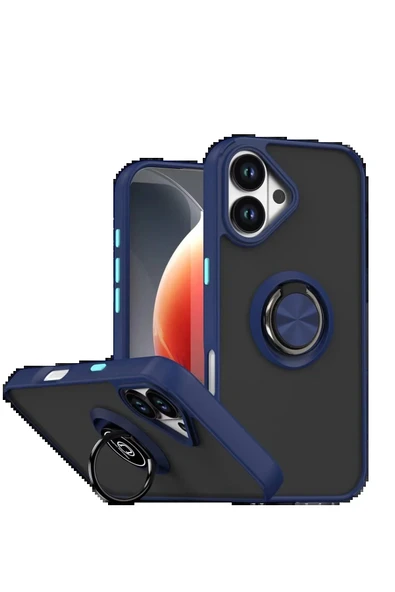 Apple iPhone 17 Montreal Yüzüklü Silikon Kapak - Lacivert-(5796) ürün görseli 1