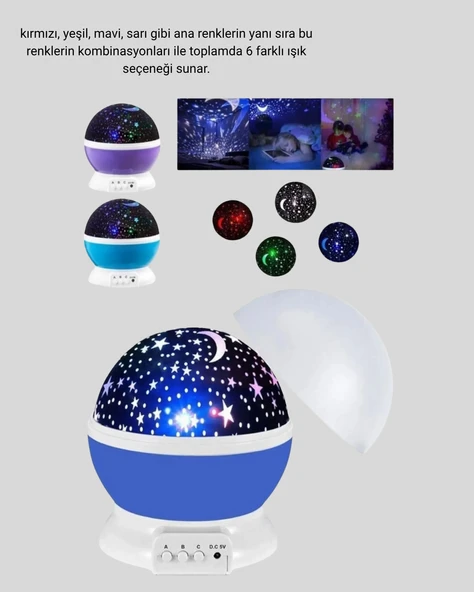 Çocuk Gece Lambası 6 Modlu Renkli LED Enerji Tasarruflu Masal Işığı - Resim 4