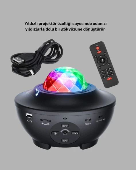 Galaxy Yıldız Projektör Çok Renkli Ayarlı Parlaklık Uzay Atmosfer Işığı - Resim 4