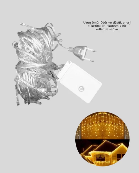 4 Metre Yılbaşı Şelale Led Perde Işık Ev Bahçe Dekor - Resim 3