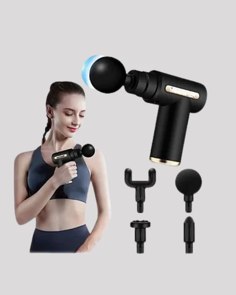 Derin Doku Masaj Tabancası 4 Başlık 6 Kademeli Sessiz Güç Şarjlı Kas Gevşetici - Resim 3