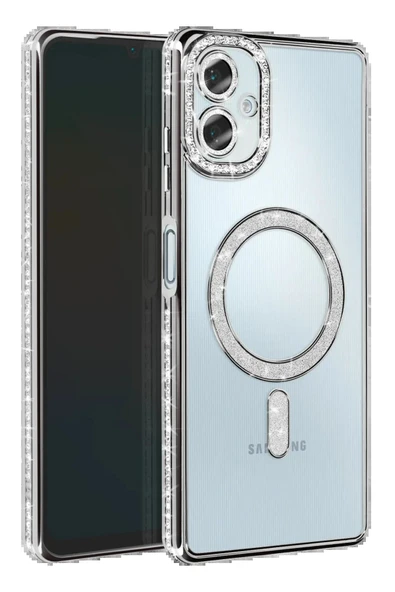 Samsung Galaxy A06 Joke Simli Magneticsafe Kılıf - Gümüş-(5796) ürün görseli 1