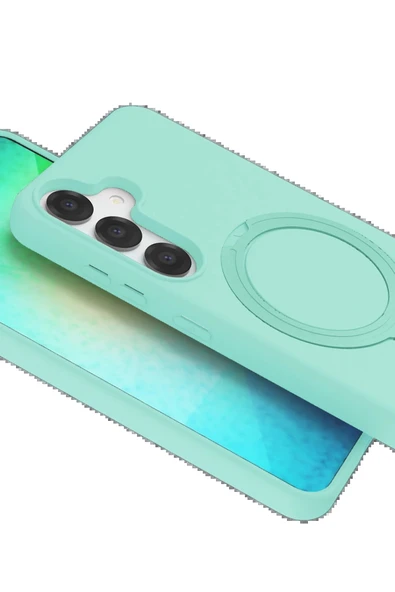 Samsung Galaxy S25 Regal Magsafe Standlı Kapak - Su Yeşili-(5796) - Resim 4