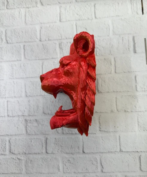 Özel Tasarım 3D Aslan Figürü Duvar Süsü Dekoratif Heykel 20x21 cm - Resim 4