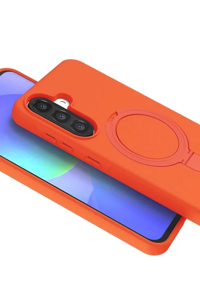 Samsung Galaxy A17 5G Regal Magsafe Standlı Kapak - Turuncu-(5796) - Resim 2