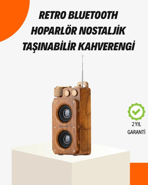 Ahşap Tarzı Kablosuz Hoparlör 5W Güçlü Bass TF USB AUX ürün görseli 1