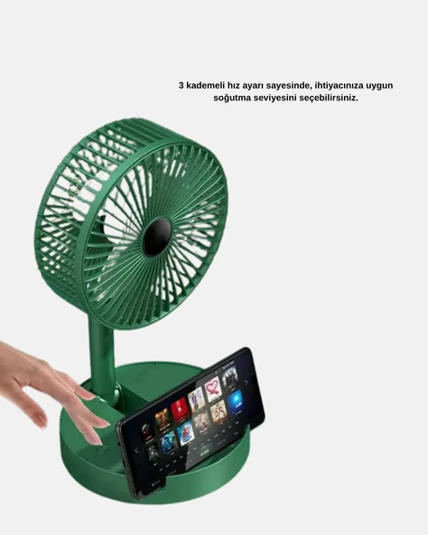 Katlanabilir Şarjlı Mini Fan 3 Kademeli Hız Ayarlı Taşınabilir ürün görseli 1