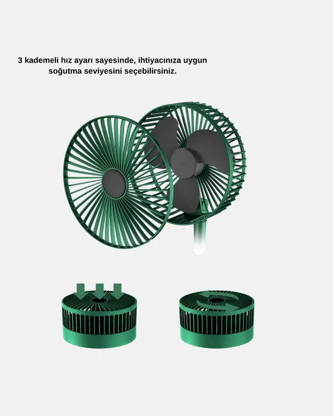 Taşınabilir Katlanabilir Mini Fan 3 Kademeli Şarj Edilebilir - Resim 5