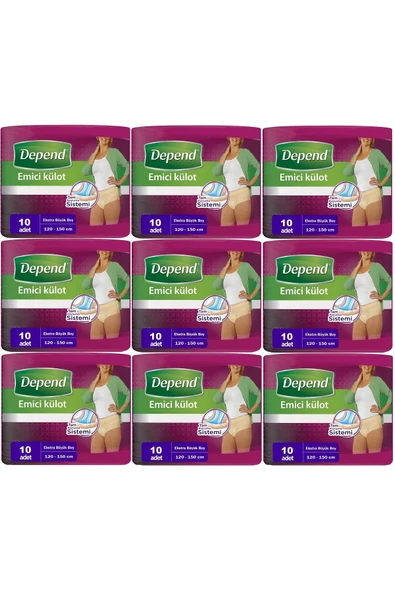 Depend Emici Külot Hasta Bezi XL - Extra Büyük Kadın 90 Adet (9PK*10) ürün görseli 1