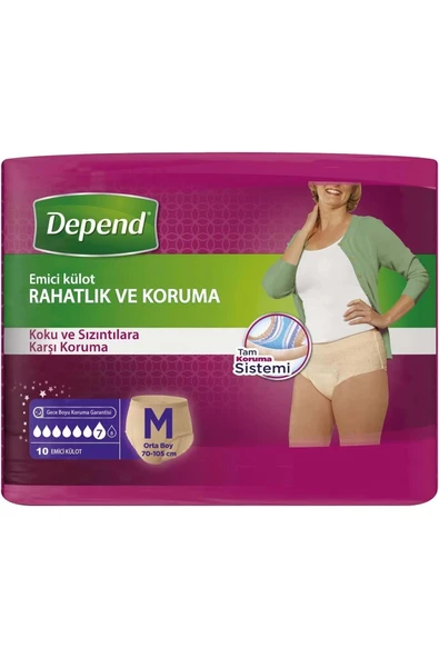 Depend Emici Külot Hasta Bezi Medium - Orta Kadın (9ADET) Tekli Pk ürün görseli 1