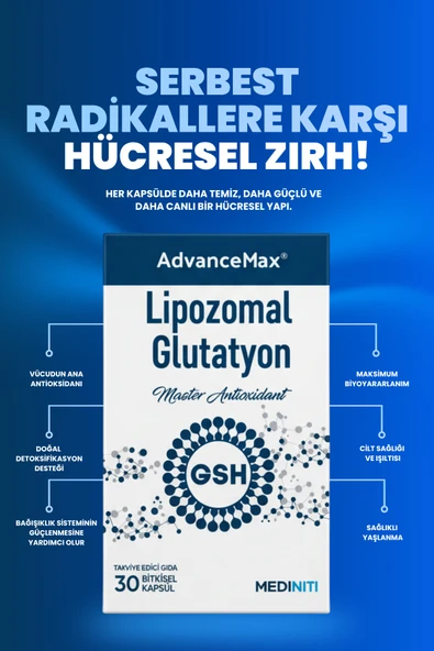 AdvanceMax Lipozomal Glutatyon 30 Kapsül - Resim 3
