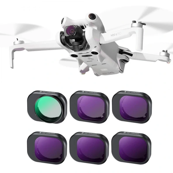 K&F  DJI Mini 4 Pro Filtre Kiti 6'lı Paket (CPL + ND8 + ND16 + ND32 + ND64 + ND128) ürün görseli 1