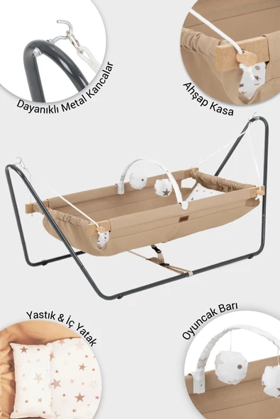 Wellgro Cozy Nest Hamak Beşik Kahve, Anne Yanı Bebek Hamağı - Resim 2