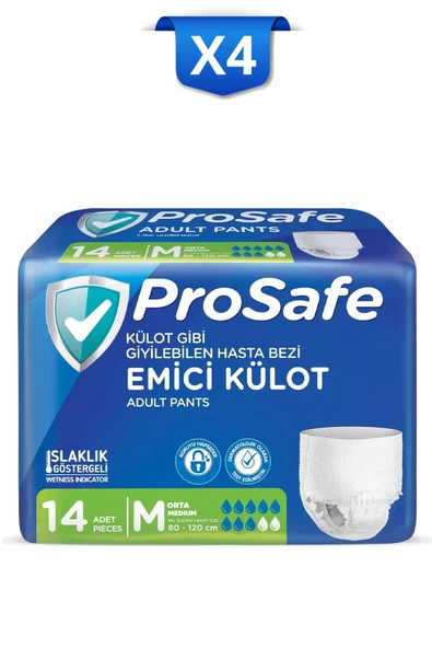 PROSAFE Külotlu Yetişkin Hasta Bezi Emici Külot Orta(M) 14'lü X4 ürün görseli 1