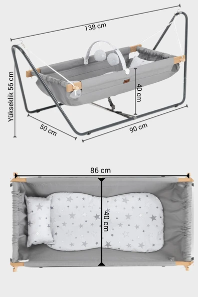 Wellgro Cozy Nest Hamak Beşik Gri, Anne Yanı Bebek Hamağı - Resim 4