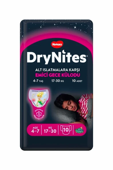DryNites Huggies Dry Nites Emici Külot Kız 4-7 Yaş 17-30 Kg 10'lu ürün görseli 1