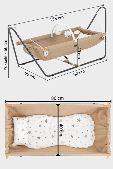 Wellgro Cozy Nest Hamak Beşik Kahve, Anne Yanı Bebek Hamağı - Resim 4