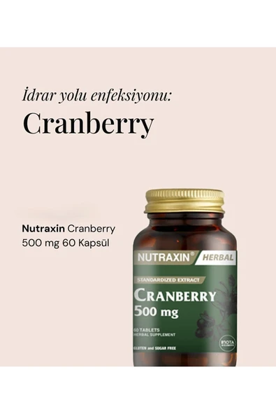 Nutraxin Cranberry - Turna Yemişi 500 Mg 60 Tablet - Resim 3