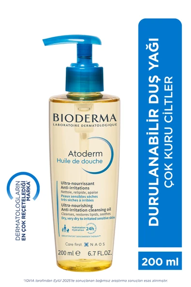 Bioderma Atoderm Shower Oil Kuru Cilt Nemlendirici Besleyici Duş Yağı Niasinamid Bebek Çocuk Yetişkin 200 ml ürün görseli 1
