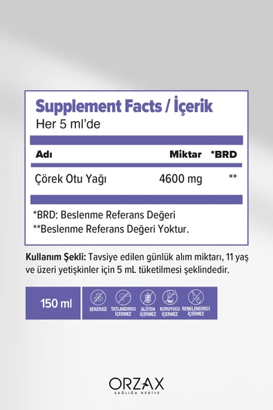 Ocean Orzax Çörek Otu Yağı 150ml - Resim 2