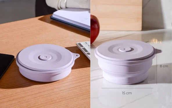 Le Murano Mori Yuvarlak Katlabilir Silikon Saklama Kabı 600Ml Lm0013/20 - Resim 5